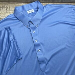 Collars & Co Performance Short Sleeve Dress Polo Shirt Men's 3XL Blue Stretch‎